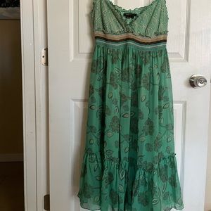 BCBG ATLANTIC  COMBO SILK CHIFFON  STRAP DRESS NWT L